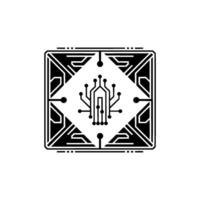 Futuristic Tech Circuit Board, Geometric, Minimalism vector