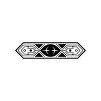 Futuristic Tech Emblem Geometric Black and White, Minimalist Style vector