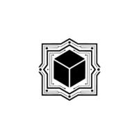 Abstract Tech Cube Geometric Circuit Board vector