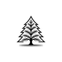 Minimalist Fir Tree Black and White Emblem, Nature vector