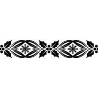 Elegant Christmas Border with Holly Snowflake Motif, Black White vector