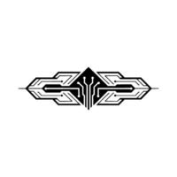 Geometric Circuit Board Black White Tech - Circuit board vector