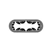 Elegant Oval Leaf Frame, Black and White vector