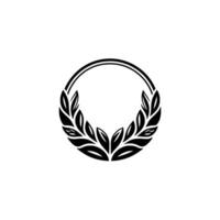 Black Leaf Wreath Emblem on White Minimalist vector