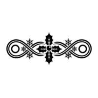 Elegant Christmas Holly Snowflake Border, Minimalist vector