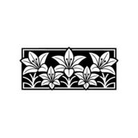 Elegant Floral Pattern in Black and White, vector