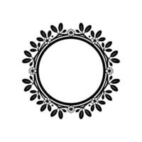 Elegant Black Floral Wreath on Cream Background - Frame vector