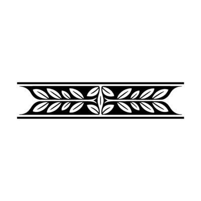 Elegant Floral Border in Black and White, Decorative Element 3 - Leaves