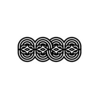 Minimalist Geometric Pattern Linked Oval Ornaments in Black White vector