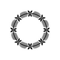 Minimalist Floral Wreath on White Background - Circle vector