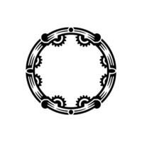 Geometric Cogwheel Frame Art Deco Circular, Black and White, Technology Concept vector