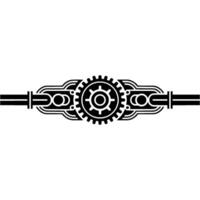 Steampunk Gear Mechanism Illustration Black and White Minimalist vector