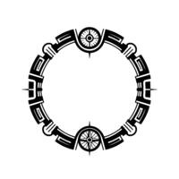 Geometric Compass Frame Minimalist Decorative Border, Illustration vector