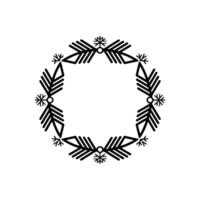 Minimalist Winter Wreath Black White Snowflake vector
