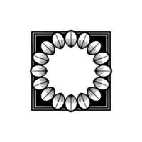 Floral Frame, Black and White Art Deco, Minimalist Emblem vector