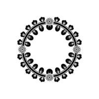 Circular Black Floral on Pale Gray Background vector