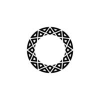 Geometric Circular Ornament, Minimalist Black White vector