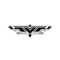 Abstract Tech Wing Crest Minimalist Black on White vector