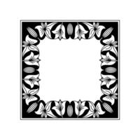 Elegant Floral Frame in Black and White, Art Nouveau Style vector