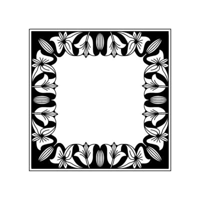 Elegant Floral Frame in Black and White, Art Nouveau Style