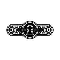 Ornate Keyhole Emblem, Illustration, Black and White, Elegant vector