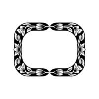 Elegant Floral Frame in Black White, Minimalist - Border vector