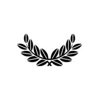 Black Laurel Wreath on White Minimalist Symbol of Achievement vector
