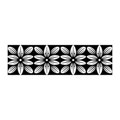 Repeating Floral Pattern Border Minimalist Black and White
