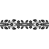 Elegant Black Floral Border on White Background - Decorative, Element vector