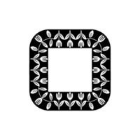 Floral Frame Black and White Square with Tuliplike Motif vector