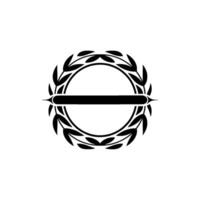 Elegant Black Laurel Wreath Crest on Gray Background vector