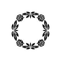 Elegant Floral Wreath in Black and White, Minimalist vector