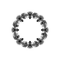 Minimalist Black Floral Wreath on White Background Decorative vector