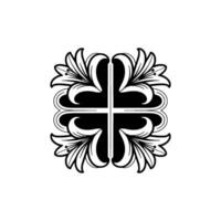 Elegant Floral Ornament, Black White, Decorative, Isolated vector