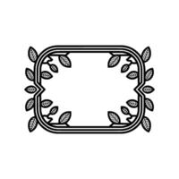 Minimalist Botanical Frame Black White Leafy Border vector