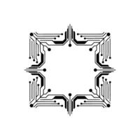 Tech Circuitry Frame Minimalist Black White vector