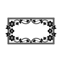 Elegant Floral Rectangle Frame, Black White, Minimalist vector