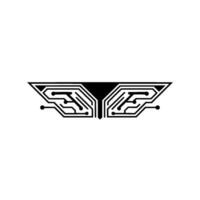 Abstract Circuit Board Wing, Minimalist Tech vector