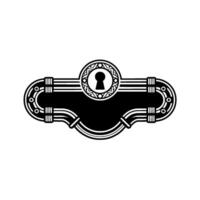 Art Deco Keyhole, Black White, Ornate, Minimalist vector