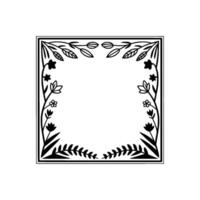 Elegant Botanical Square Frame Black White Floral Border For Invitations vector