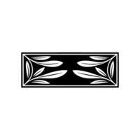Minimalist Decorative Frame with Leaf Motifs, Black and White vector