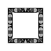 Art Nouveau Frame, Black Floral Border, Square, Minimalist vector