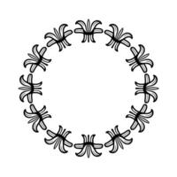 Circular Floral Pattern in Minimalist Black and White vector