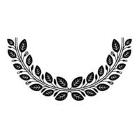 Black Leaf Wreath on White Background, Minimalist vector