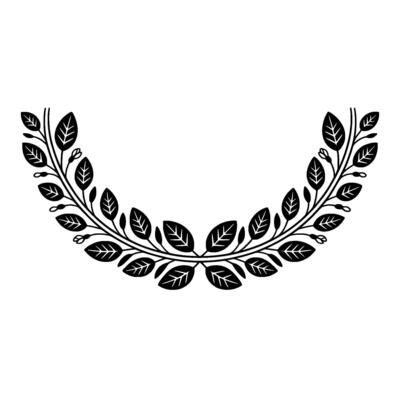 Black Leaf Wreath on White Background, Minimalist