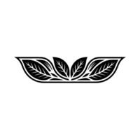 Minimalist Leaf Motif in Black on White, Elegant Element vector