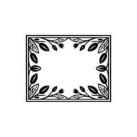 Elegant Botanical Frame Black White Leaf Border For Invitation Or Decor vector