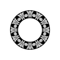 Elegant Black and White Floral Circle Border on White Background vector