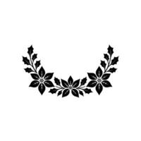 Elegant Black Poinsettia Holly Wreath on Cream Background vector