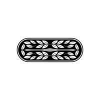 Minimalist Leaf, Black and White, Oval Frame, Decorative Element vector